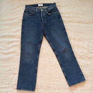 Agolde women’s Straight Blue Jeans, 25 x 27.5, euro hem